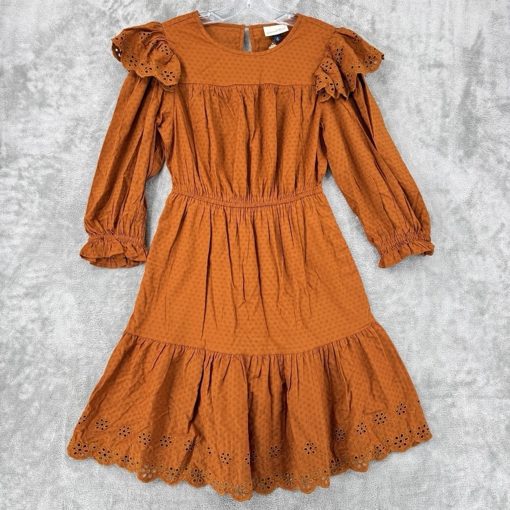 Universal Thread Dress Womens Medium Cottage Eyelet Lace Prairie Puff Sleeve New